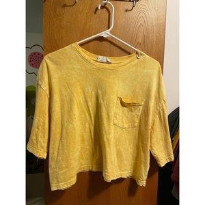 Faded Wash/Bleached Yellow Crop Top